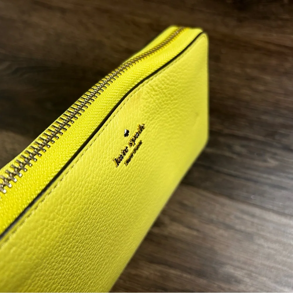 Kate Spade Accordion‎ Zip Around Leather Wallet Yellow